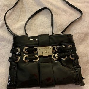 black leather purse